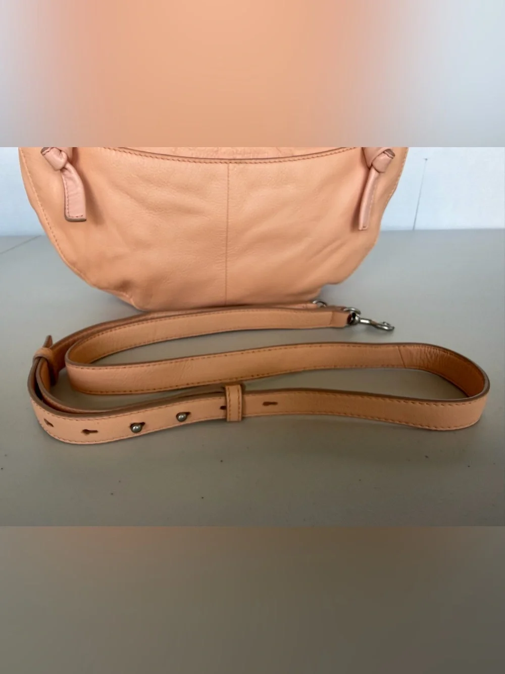 Lucky Brand Genuine Leather Peach Hobo Shoulder Crossbody Bag